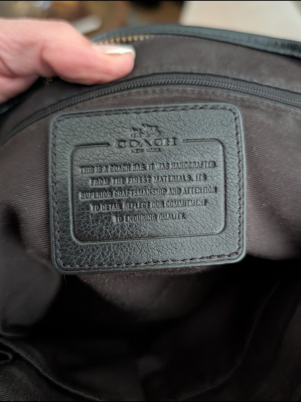 Coach Black Leather Tote with Gold Hardware - Picture 6 of 7